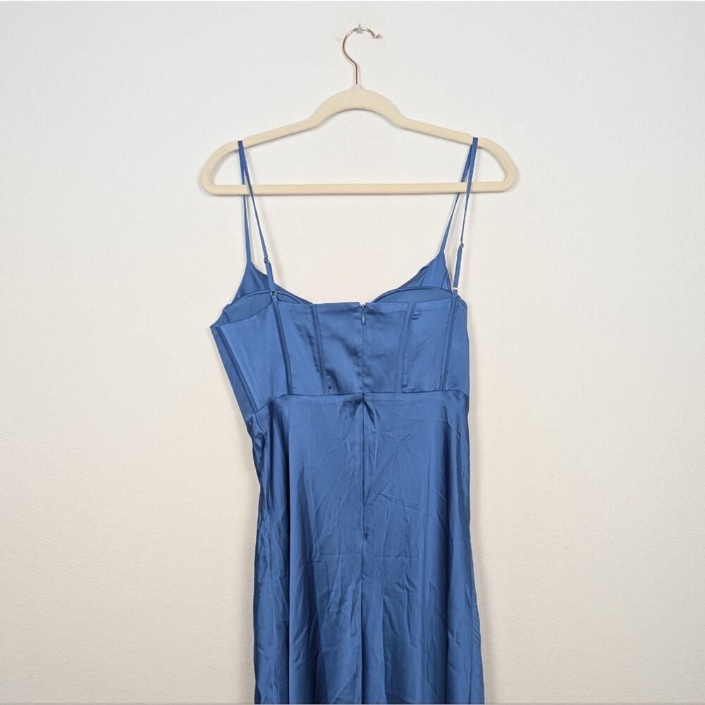 ASTR The Label Cannes Maxi Dress M Blue Satin Bustier Formal Evening Elegant - Picture 6 of 11